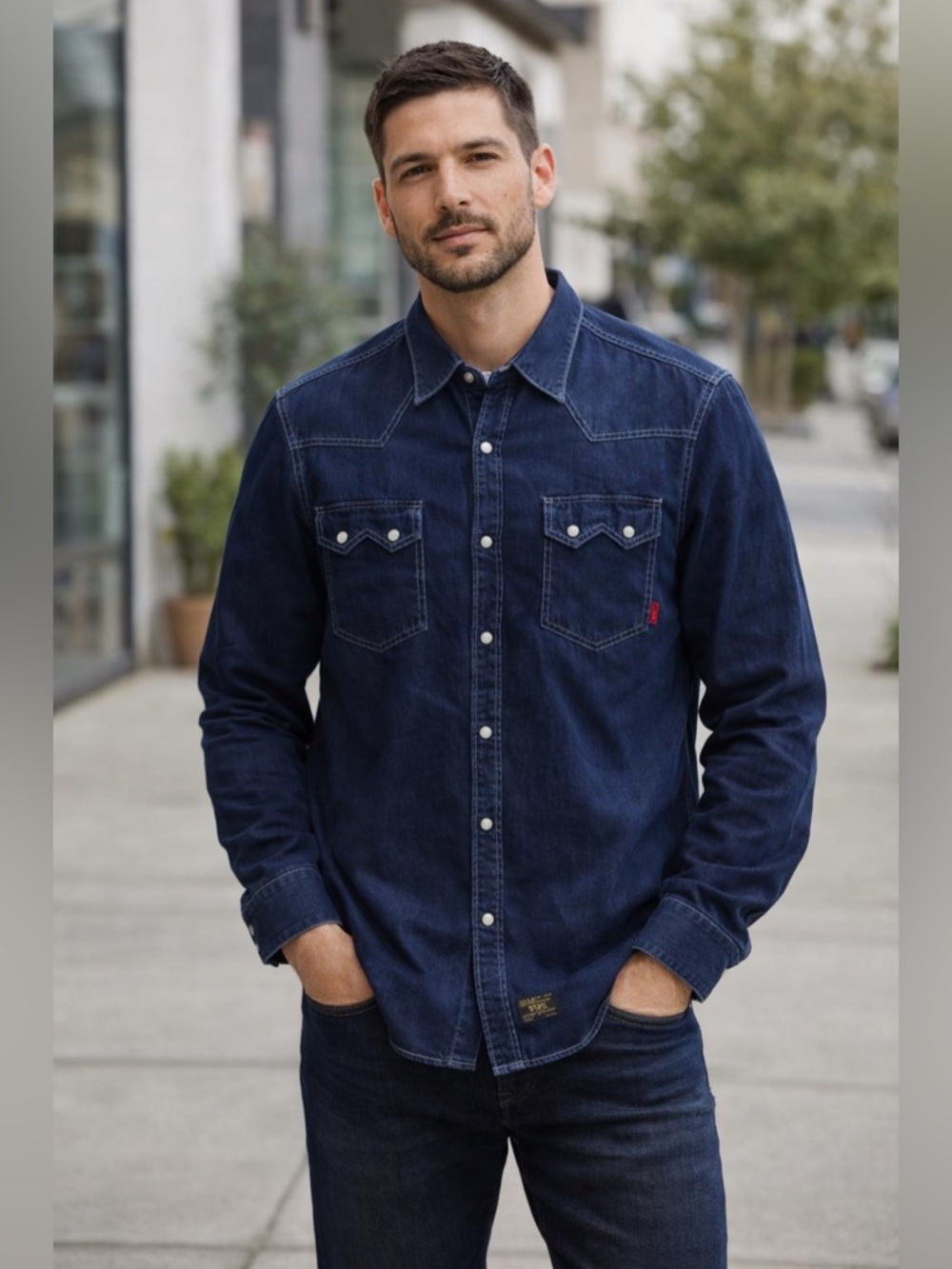 WTAPS Navy Denim Western Button-Down Shirt